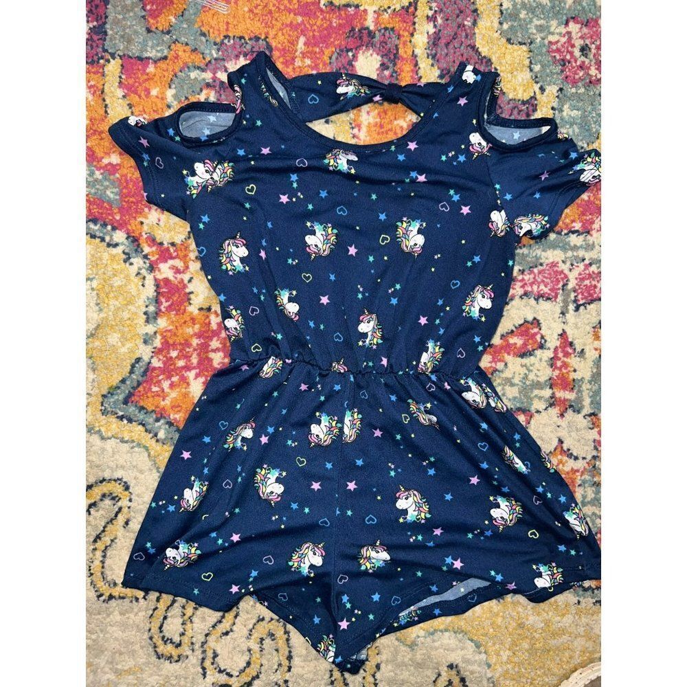Heart and Arrow Navy Unicorn Cutout Romper - Toddler